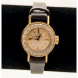 A Vintage Omega De Ville Ladies Watch. Brown leather strap with gold plated case - 18mm.