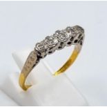 An 18K Yellow Gold Vintage Five-Stone Diamond Ring. 0.10ct. Size P. 3.4g