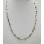 18K WHITE GOLD DIAMOND SET COLLAR NECKLACE. 0.47CT. 20.4G.