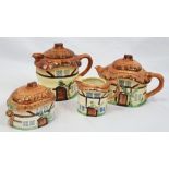 A VINTAGE BURLINGTON WARE TEA/COFFEE SET TO INCLUDE TEA POT, COFFEE POT, SUGAR BOWL AND MILK JUG.