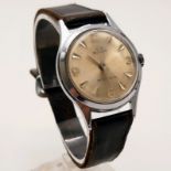 A Vintage Buler Antimagnetic Gents Watch. Brown leather strap and steel case - 31mm. Mechanical