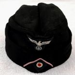 WW2 German Panzer Crew Side Cap. Very nice example with makers stamp.