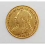 A 22K Gold 1894 Half Sovereign Coin.