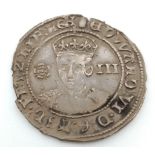 A Edward VI Silver Hammered Three Pence Coin - 1551 - 1553. 1.47g. Please see photos for conditions.