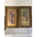 Two Victorian pastoral prints beautifully framed and glazed. 54 cm x 33 cm.