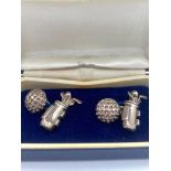Golfers SILVER CUFFLINKS, attractive and unusual pair of silver cufflinks, each cufflink having a
