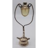 A Vintage Egyptian Silver Lamp Ornament. Hallmarks for Cairo - 900 silver purity. 14cm tall. 58g