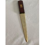 Extremely rare vintage Rolls-Royce letter opener having burgundy leather handle and gold coloured