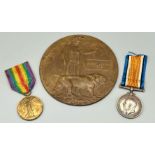 Somme Casualty Medal Duo and Death Plaque. Dedicated to 22037 Pte Ernest L Memory 9th Battalion of