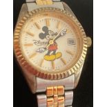 Vintage ladies MICKEY MOUSE Wristwatch with quartz movement.Full working order with gold and