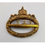 WW1 Imperial German U-Boat Crew Badge. Square pin type. Maker Marked Walter Schot.