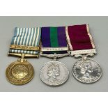 A UNITED NATIONS MEDAL FOR KOREA , GENERAL SERVICE MEDAL 1918 WITH "MALAYA" CLASP AND ARMY LONG