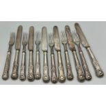 A 12 PIECE SET OF WILLIAM IV SILVER HANDLED FRUIT OR DESERT CUTLERY MADE BY AARON HADFIELD IN