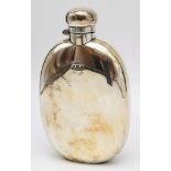 A VICTORIAN HALLMARKED SILVER HIP FLASK IN VERY GOOD WORKING CONDITION.162gms 15cms tall