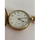 Vintage Elgin gold plated FULL HUNTER POCKET WATCH Swiss movement with Face showing Thomas Russell