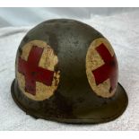 WW2 US Front Seam M1 Swivel Bale Medics Helmet with Westinghouse liner.