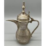 A Vintage Egyptian Silver Coffee Pot. Hallmarks for Cairo - 900 silver purity. Circa 1940s. 23cm