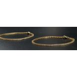 A Pair of 14k Yellow Gold Pierced Link Bracelets. 19cm. 10.87g total weight.