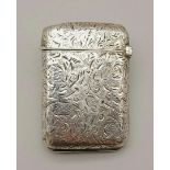 An Antique Silver Vesta Case. Hallmarks for London 1916. Makers mark - Sampson Mordan and Co. 3.5