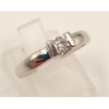 An 18K White Gold Diamond Solitaire Ring. Size L. 2.8g