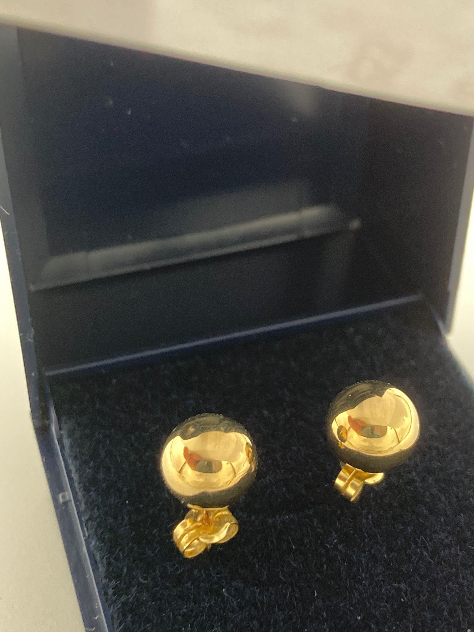 Pair of 9 carat GOLD large ball earrings. Condition as new. - Image 2 of 2