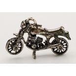 A Small Vintage Silver Motorcycle Ornament. 4cm. 13.2g