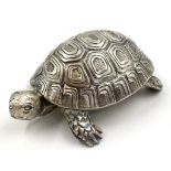 A stunning large solid silver European tortoise table lighter Marked 800 possibly Italian Top