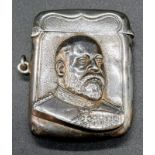 A Rare Silver Edward VII Embossed Figure Head Vesta Case. Hallmarks for Birmingham 1901 - the same