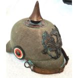 WW1 Imperial German Felt Ersatz (economy) Issue 1915 Model Pickelhaube. The ?Waterloo? on the helmet