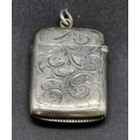 An Antique Silver Vesta Case. Hallmarks for Birmingham 1896. Makers mark of H.J. Cooper. 3 x 4cm.