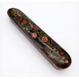 An early Persian Islamic Ghajavi pen box, known as Gol o Bol Boll. Hand painted with flowers and
