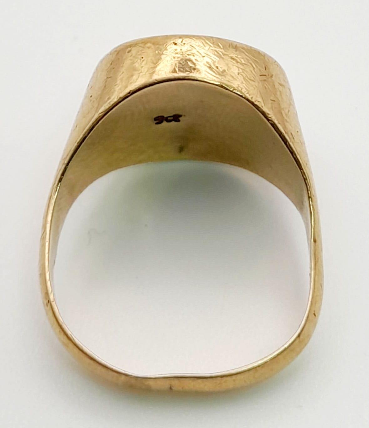 A 22k Gold Estados Unidos Mexicanos Coin Signet Ring. Coin is 22k gold - Ring is 9K gold. Size O. - Image 3 of 3
