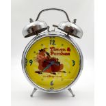 A Disney Timon and Pumbaa Double Bell Alarm Clock. 17 x 21cm. In working order but no guarantees.