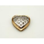A 9K Yellow and White Gold Diamond Heart-Shaped Pendant. 0.20ct. 15mm. 1.95g