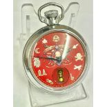 Vintage Masonic automaton pocket watch , rotating hour glass , working but no guarantees