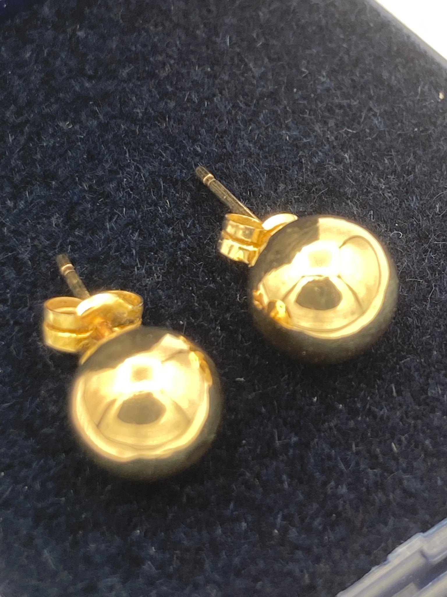 Pair of 9 carat GOLD large ball earrings. Condition as new.