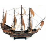 A Distressed Model of A Sailing Ship. 63 x 50cm. A/F