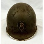 WW2 US 8 th Infantry Division Swivel Bale M1 Helmet with Westinhouse liner.