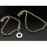 2 x SILVER chain bracelets -Thomas Sabo SILVER belcher link bracelet 18 cm , together with silver