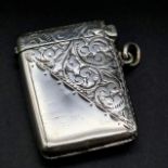 An Antique Silver Vesta Case. Hallmarks for Birmingham 1903. Makers mark of Robert Pringle. 3 x 4cm.