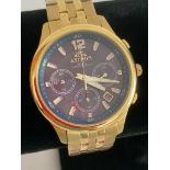 ASTRON SOLAR CHRONOGRAPH in gold tone.Blue face model in full working order,said to be the most