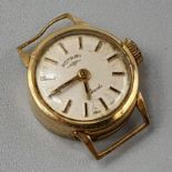 A Vintage 9K Yellow Gold Ladies Rotary Watch Case - 15mm. 5.45g total weight.