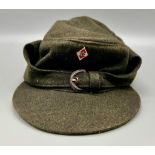 WW2 German Hitler Youth Black Winter Service Cap. A very original example with hand sewn HJ