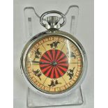 Vintage gaming pocket watch Working but no guarantees . Hour hand spins landing randomly on a