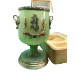 Magnificent large Russian gilt silver enamel carved jade goblet cup. Height 11cm Diameter base 7cm