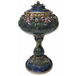 STUNNING 19thC AUSTRIAN ANTIQUE VERY LARGE JELLEWED SOLID SILVER ENEMEL LIDDED CENTERPIECE set