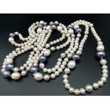 A Natural Blue and White South Sea Pearl Rope Necklace. Length 150cm. 103g total weight.