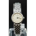 A LONGINES 18K WHITE GOLD LADIES DIAMOND SET DIAL WATCH - 18MM CASE. 31.2G TOTAL WEIGHT. EXCELLENT