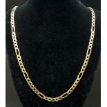 9K YELLOW GOLD FIGARO NECKLACE. 28.5G TOTAL WEIGHT. 60CM.