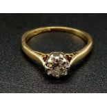 An 18K Yellow Gold Diamond Solitaire Ring. 0.5ct. Size J. 1.8g